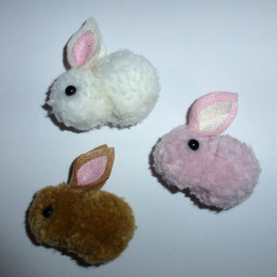 Puppy Bows ~ Fuzzy fur Easter bunny dog bow pet hair clip barrette or latex bands or collar slide (fb141)