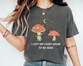 Whimsigoth Fairy House Mushroom Tshirt Light Academia Goblincore Shirt Weirdcore Renaissance Fair Good Omens Fairy Grunge Fairy Ring