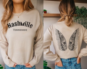 Nashville Sweatshirt with Iconic Kelsey Montague Art Wings | Bachelorette Party Sweatshirt | Nashville Girls Trip Sweatshirt | Bachlorette