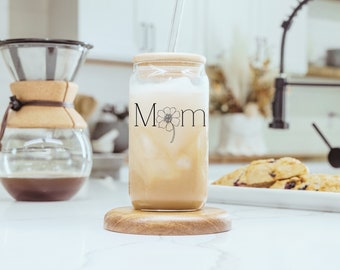 Birth Flower Gift Mothers Day Gifts for Her Personalized Cup Coffee Cup Personalized Coffee Coffee Glass Iced Coffee Cup Glass Coffee Cup