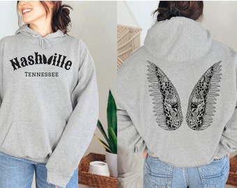Nashville Hoodie with Iconic Wings Bachelorette Party Shirt Nashville Iconic Hoodie Western Tee Tennessee Shirt Nash Bash Nashville Outfits