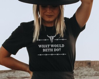 Yellowstone Western Tee | Beth Dutton | Cow Skull Silhouette Shirt | Southwest Boho Longhorn Tshirt |