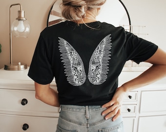 Nashville Wings T-Shirt - Iconic Kelsey Montague Art - Unisex Nashville Souvenir Tee with Angel Wings on Back - Music City Fashion