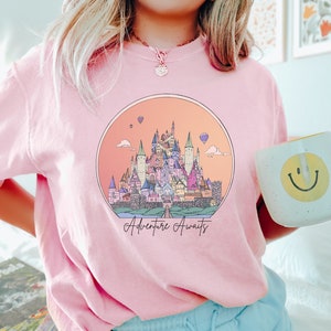 Adventure Awaits Castle Shirt Adventure Time Hot Air Balloon Rainbow Castle Shirt Fairy Tale Castle Princess Shirt Van Life Adventure image 1