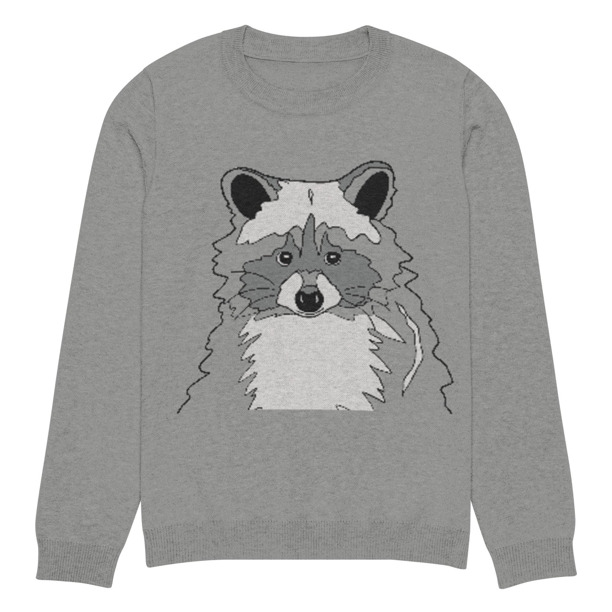 Hand-drawn Knit Raccoon Sweater Funny Raccoon Funny Weirdcore