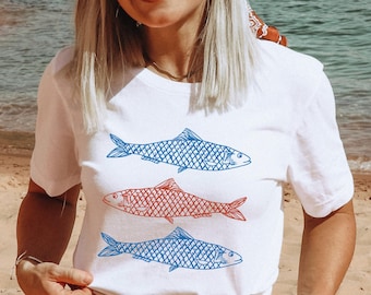 Sardines Sardines Shirt Fisherman Aesthetic Old Money Aesthetic Sardine Print Sardine Tinned Fish Shirt Ocean Inspired Style Coastal