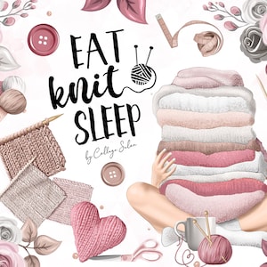 Illustrations de tricot, Autocollants de planificateur, Tricoteuse, Artisan, Jarn, Sweather, Vêtements d’hiver, Autocollants d’hiver, Clipart dessiné à la main, Cosy
