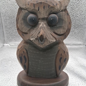 Hand Carved Wooden Owl Eyeglass Holder • Rustic Folk Art Spectacle Stand