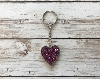 heart keychain, Christmas gifts for mom from daughter, birthday gifts for teens, love key chain, glitter key ring, romantic gift for wife