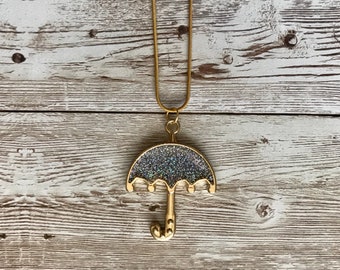 weather necklace, Christmas gifts for friends, resin jewelry, parasol umbrella, birthday gift for mom friend, rainy day, baby shower favors