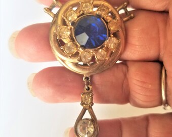 Art Deco Brooch / Pin / Art Deco Jewelry / Art Deco Items / Dangle Brooch / Pin / Blue Brooch / Pin / Vintage Brooch / Pin