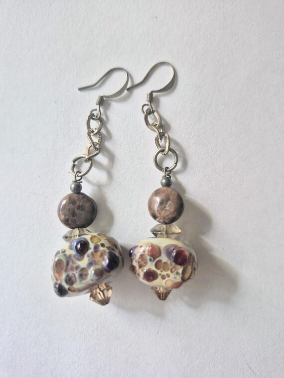 Lampwork Earrings/ Lampwork Jewelry/ Unique Earrings/ Unique Jewelry/ Porcelain Earrings / Drop Earrings/ Italy Earrings