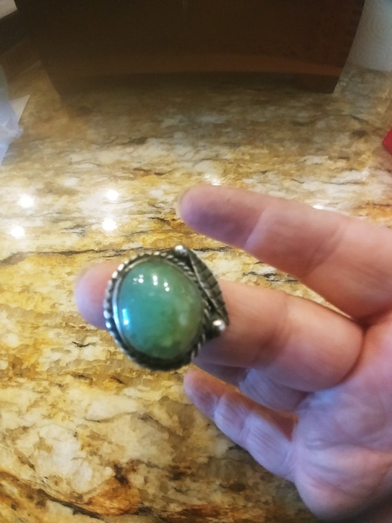 Green Sterling Ring / Green Ring / Aventurine Ring