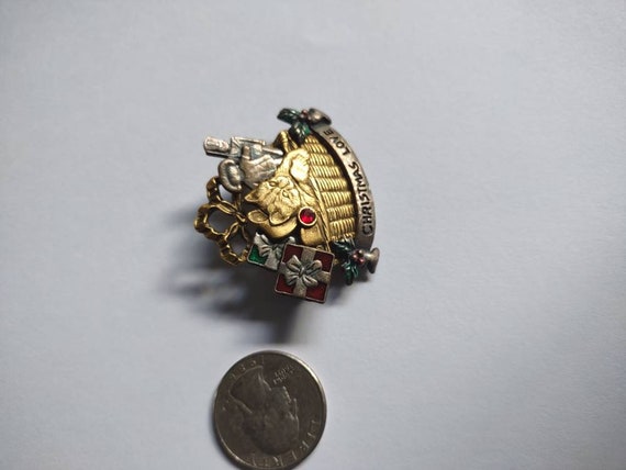 Christmas Brooch / Pin / Christmas Jewelry / Cat … - image 3