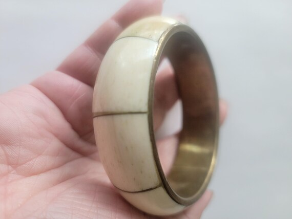 Bone Statement Bracelet: Brass Inlay Bangle - image 2