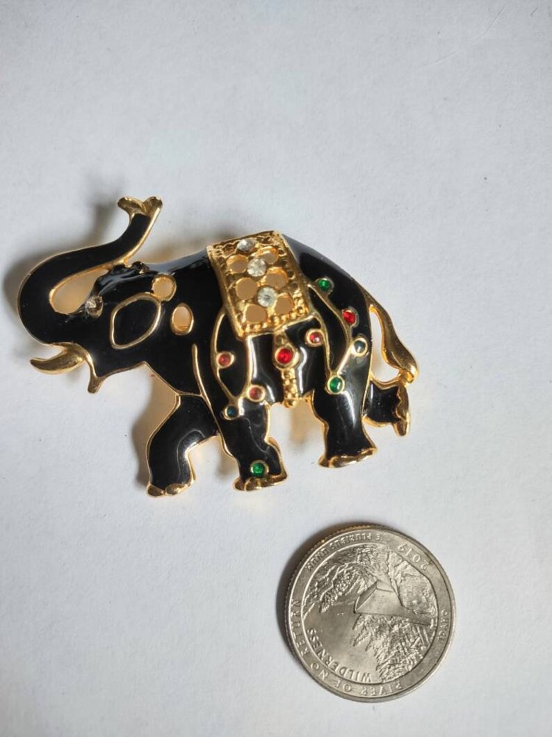 Vintage Elephant Brooch / Pin/ Elephant Jewelry / Black Etsy