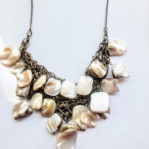 MOP Necklace/ Mother of Pearl/ Unique Necklace/ MOP Jewelry / Shell Necklace / Cascading Necklace/ Choker Necklace
