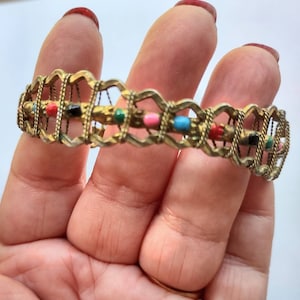Vintage Wire Bracelet / Bangle Bracelet / Multicolored Bracelet / Gold Bangle Bracelet / Gold Bangle / Wire Jewelry / Bangles