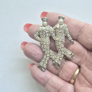 Sailor Brooch / Pin /Figural Brooch / Pin / Rhinestone Brooch / Pin / Twin Brooch / Pin / Sailor Jewelry / Pearl Brooch / Pin /Pearl Jewelry