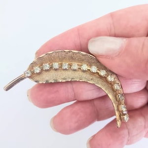 Vintage Rhinestone Barrette / Hair Barrettes / Hair Accessories / Hair Items /  Vintage Leaf Items/ Vintage Barrettes / Hair Clips
