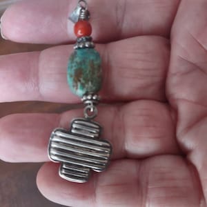 Sterling Silver Maltese Cross Pendant: Turquoise Accent