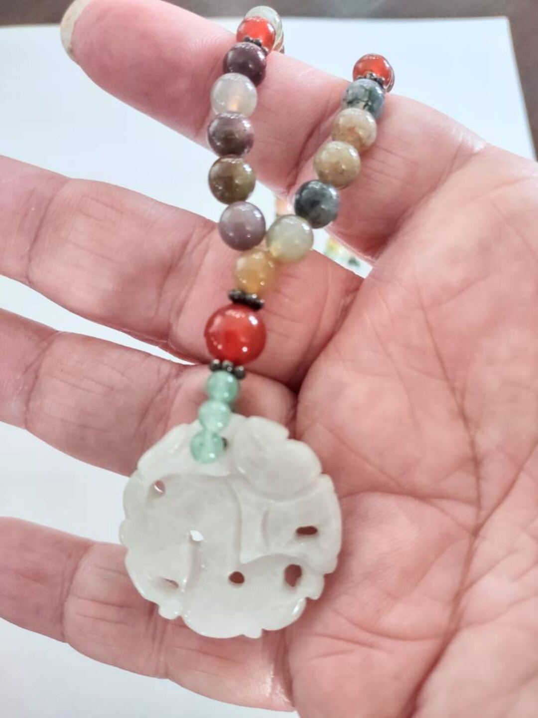 Jade Necklace / White Jade Necklace / Asian Necklace / Asian Pendant