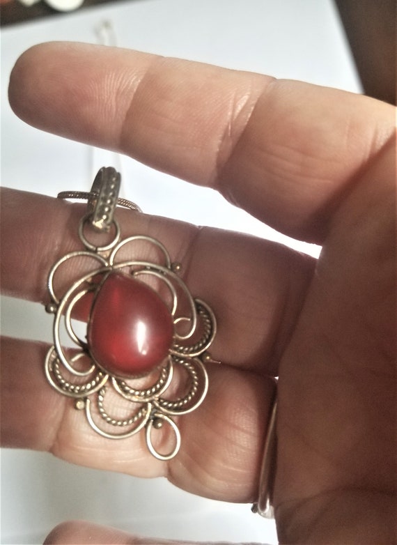 Carnelian Necklace / Sterling Carnelian Necklace /