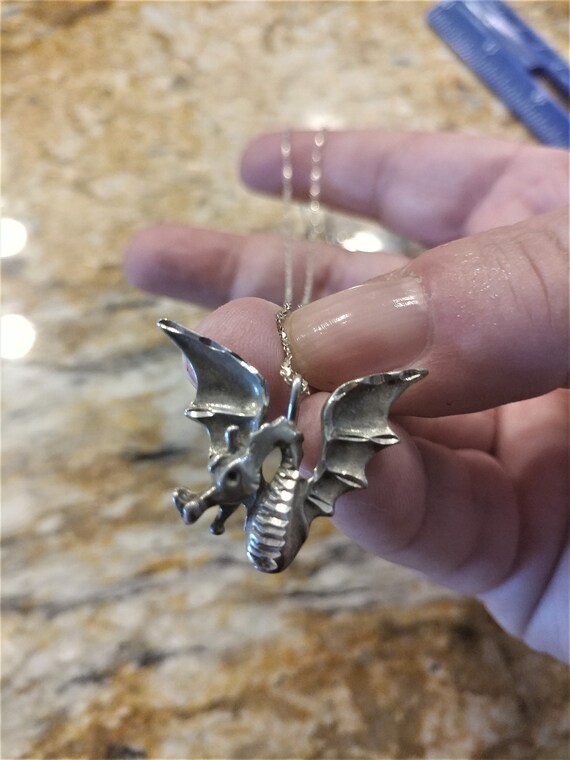 Sterling Dragon Necklace / Sterling Jewelry / Drag