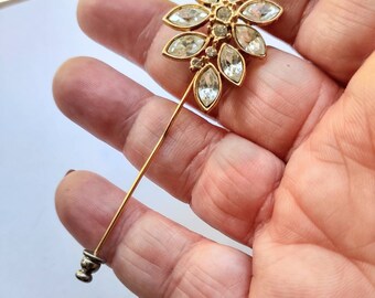 Vintage Trifari Hat Pin / Trifari Jewelry / Hat Pin / Rhinestone Hat Pin / Rhinestone Pin / Hat Jewelry / Signed Hat Pin / Signed Jewelry /