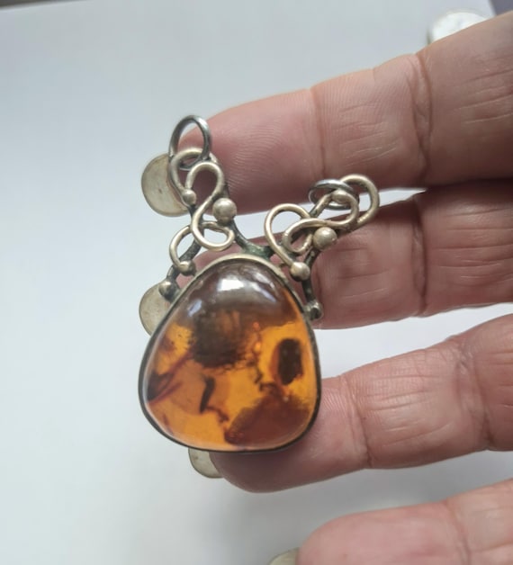 Amber Pendant/ Amber Necklace/ Amber Jewelry/ Silver Amber Pendant/ Amber/ Items Sterling Pendant/Sterling Necklace /Antique Pendant/