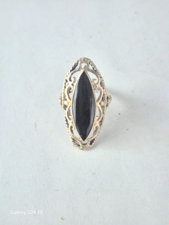 Large Onyx Ring/ Silver Onyx Ring/ Sterling Onyx Ring/ Onyx Jewelry/ Statement Ring / 925 Onyx Ring/ Oval Onyx Ring / Sterling Oval Ring