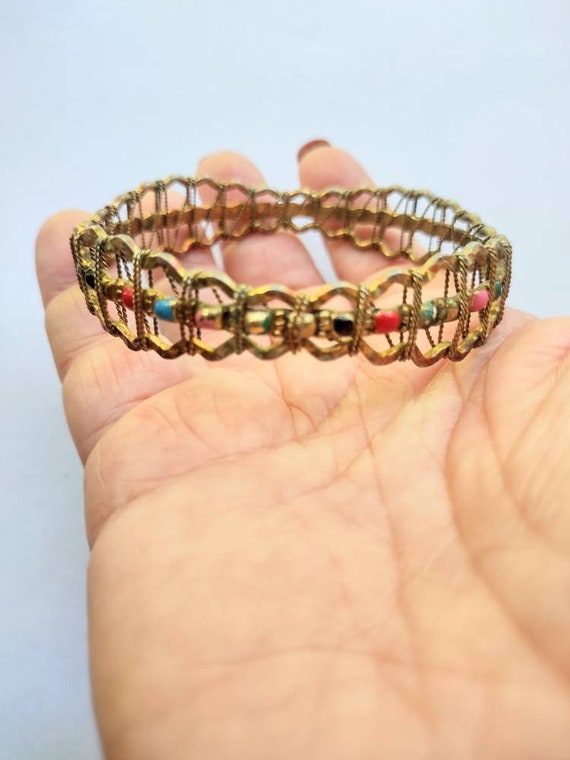 Vintage Wire Bracelet / Bangle Bracelet / Multico… - image 6