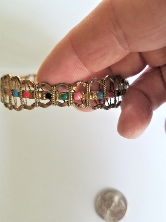 Vintage Wire Bracelet / Bangle Bracelet / Multico… - image 4