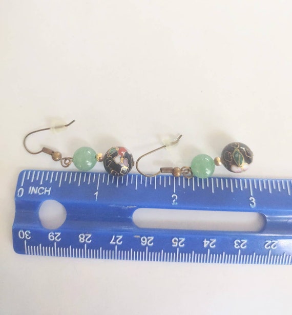 Jade Earrings/ Cloisonne Earrings / Jade Jewelry/… - image 2
