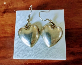 Sterling Heart Earrings / Heart Earrings / Silver Heart Earrings / Heart Jewelry / Silver Jewelry / Vintage Earrings / Sterling Items