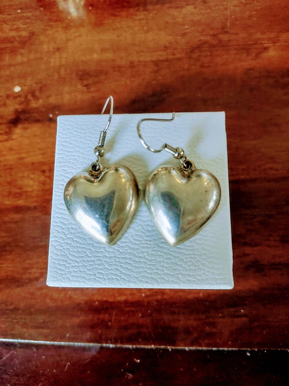 Sterling Heart Earrings / Heart Earrings / Silver 