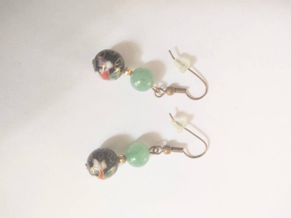 Jade Earrings/ Cloisonne Earrings / Jade Jewelry/… - image 3