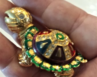 Turtle Brooch / Pin / Turtle Jewelry / Turtle Brooch / Pin / Rhinestone Brooch / Pin / Figural Brooch / Pin /Rhinestone Jewelry