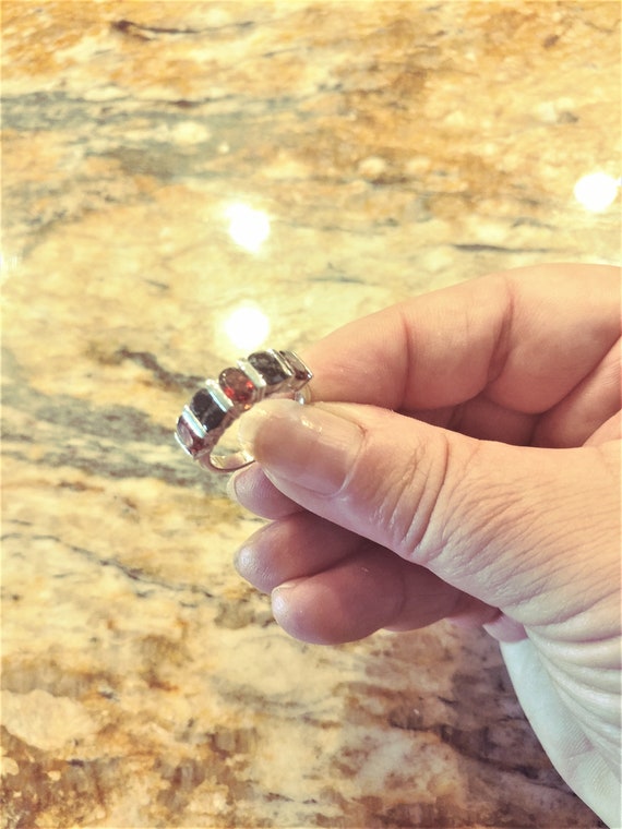 Garnet Ring / Garnet Jewelry / Jet Black Jewelry … - image 1