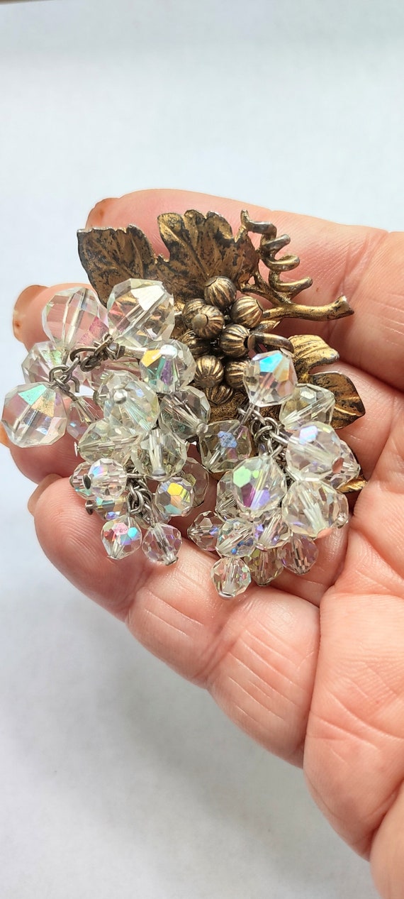 Crystal Brooch / Pin / Crystal Grape Brooch / Pin / Winner Items/ Grape Brooch / Pin / Crystal Brass Brooch / Pin / Brass Brooch / Pin
