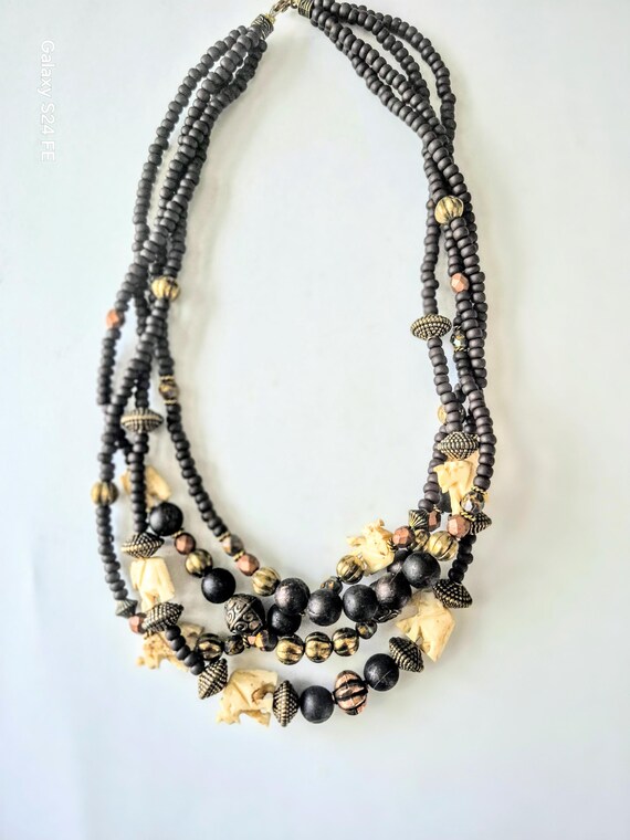 Bone Necklace/ Large Bib Necklace/ Africa Style Necklace/Statement Necklace/ Statement Jewelry / Africa Decor / Africa Items