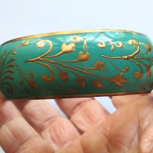Breites Armband / Großes Messingarmband / Messingarmband / Messingelemente / Aqua Armband / Floral Armband / Großes Armband / Armreif