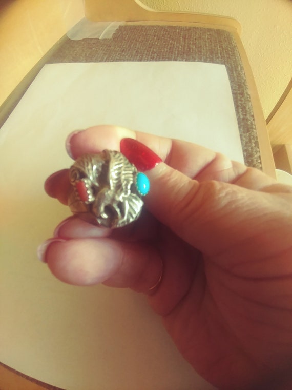 Sterling Eagle Ring /Large Turquoise Sterling Ring