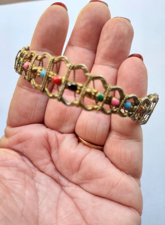Vintage Wire Bracelet / Bangle Bracelet / Multico… - image 5