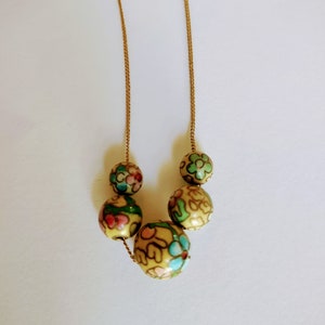 Cloisonne Necklace/ Cloisonne Items / Cloisonne Beads / Beaded Necklace / Pastel Necklace / Delicate Necklace / Cloisonne Jewelry