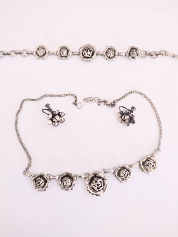 Rose Jewelry Set/ Sterling Rose Set/ Sterling Rose