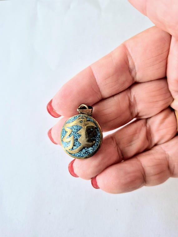 Mexico Silver Pendant/ Turquoise Pendant/ Turquoise Necklace / Turquoise Jewelry / Mayan Necklace/ Mayan Pendant / Mexico Pendant