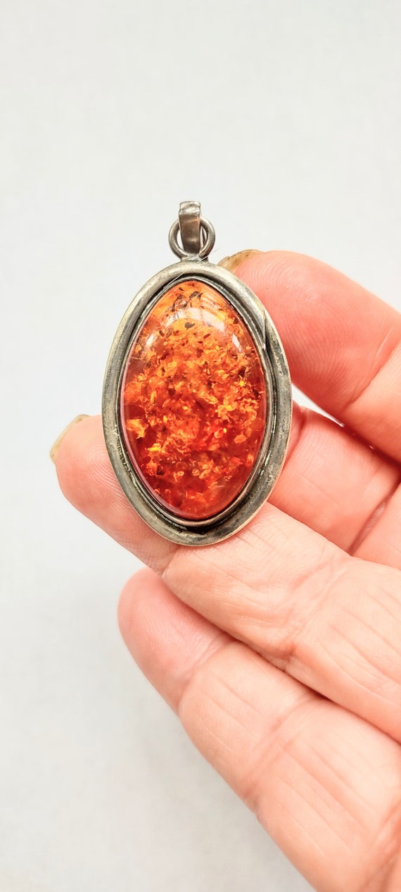 Sterling Amber Pendant / Amber Pendant / Amber Je… - image 2