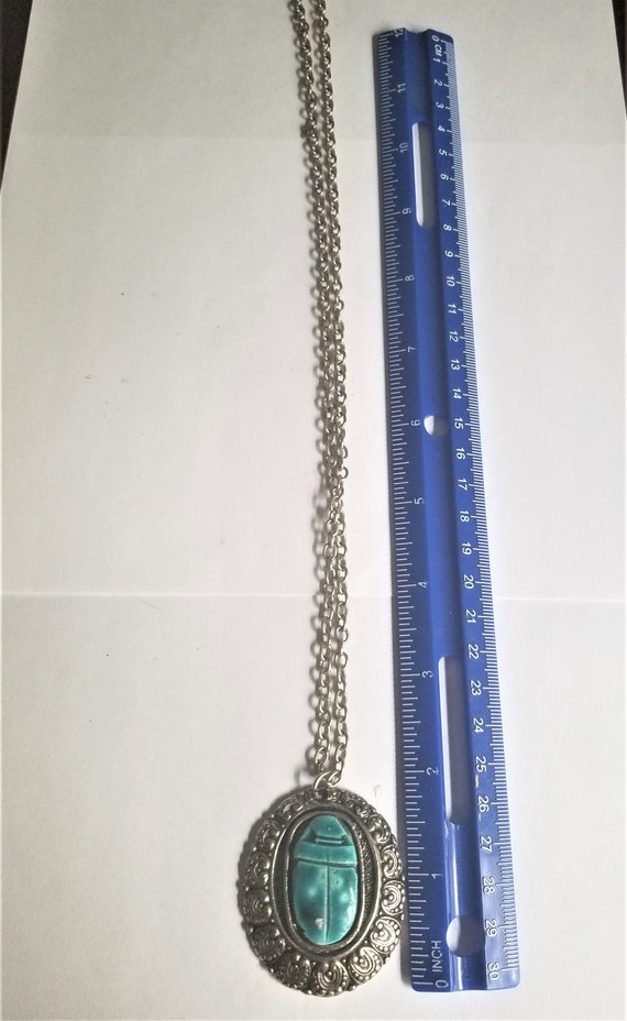 Collier égyptien En Argent Avec Scarabée Ailé, Turquoise Et Lapis Lazuli - Pièce Unique Artisanale