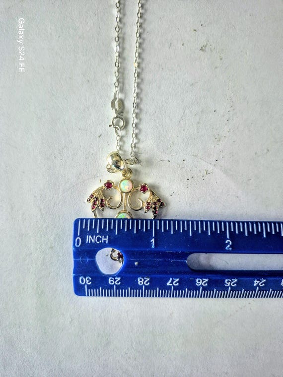 Ruby Necklace/ Ruby Jewelry/ Opal Necklace/ Opal Necklace/ Opal Jewelry/ / Opal Ruby Necklace/ Sterling Necklace/ Silver Ruby Necklace View 2